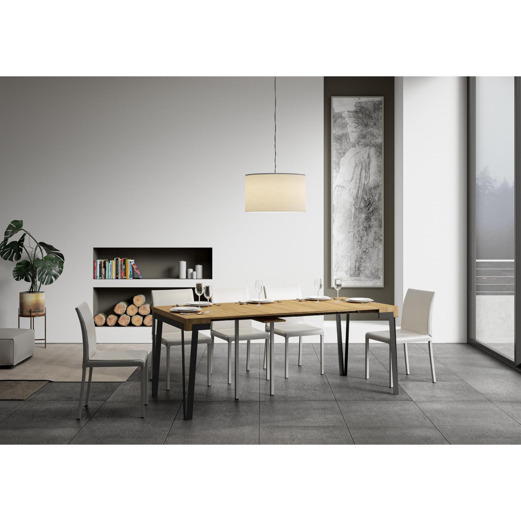 Consola extensible 90x40/196 cm Rio Small Roble Natural estructura Antracita