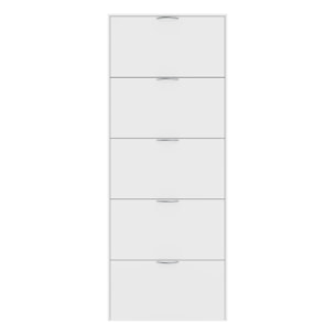 Scarpiera Portascarpe 5 Ante In Legno Da Ingresso Salvaspazio A Ribalta Soggiorno Camera Ufficio Design Ultra Slim Moderno 180 x 70 x 16 Cm Bianco