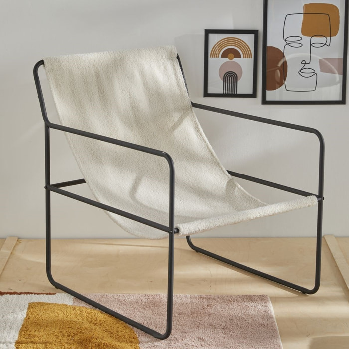 Fauteuil chilienne bouclette uni RETRO MOOD ecru