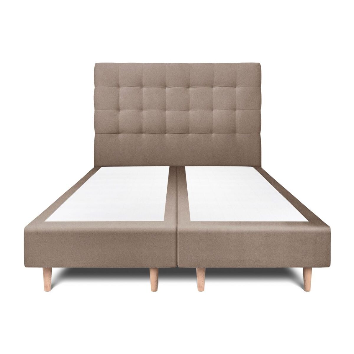 Lit avec tête de lit capitonnée velours et sommier tapissier Ep20