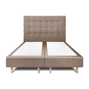 Lit avec tête de lit capitonnée velours et sommier tapissier Ep20