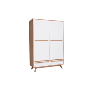 Armoire design avec penderie finition bois clair et blanc mat L120 cm HELIA
