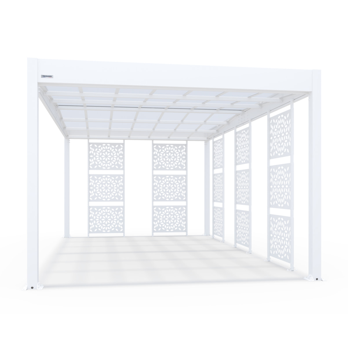 Carport aluminium Blanc Trigano - LIBECCIO + 5 claustras - 16 m²