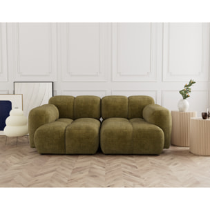 Grace - canapé modulable 2 places en velours texturé - Vert Olive