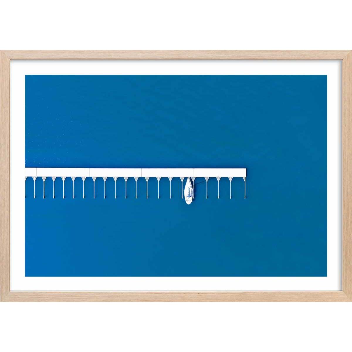 Poster deco mer embarcadère Affiche + cadre en bois - Chêne