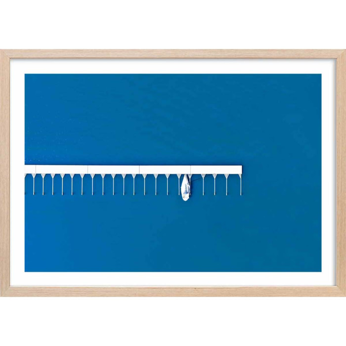 Poster deco mer embarcadère Affiche + cadre en bois - Chêne