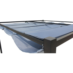 Pergola autoportante 3 x 3 m en acier avec toile grise MEDELIN