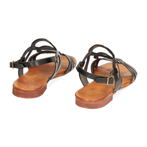 Sandali bassi neri in vacchetta