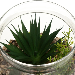 Plante artificielle terrarium - pot en verre - H17 - 5 cm