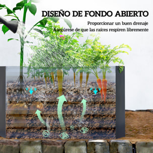 Jardinera Exterior Grande Rectangular de Acero Galvanizado, Huerto Urbano para Cultivar Plantas, Macetero Grande Exterior con Base Abierta, Resistente a la Intemperie, 180x90x57,5 cm, Gris