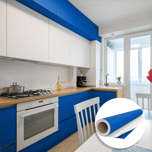 Rouleau adhésif décoratif Vinyle au Mètre - Bleu marine - Sticker Lavable Imperméable Mur Cuisine Meubles