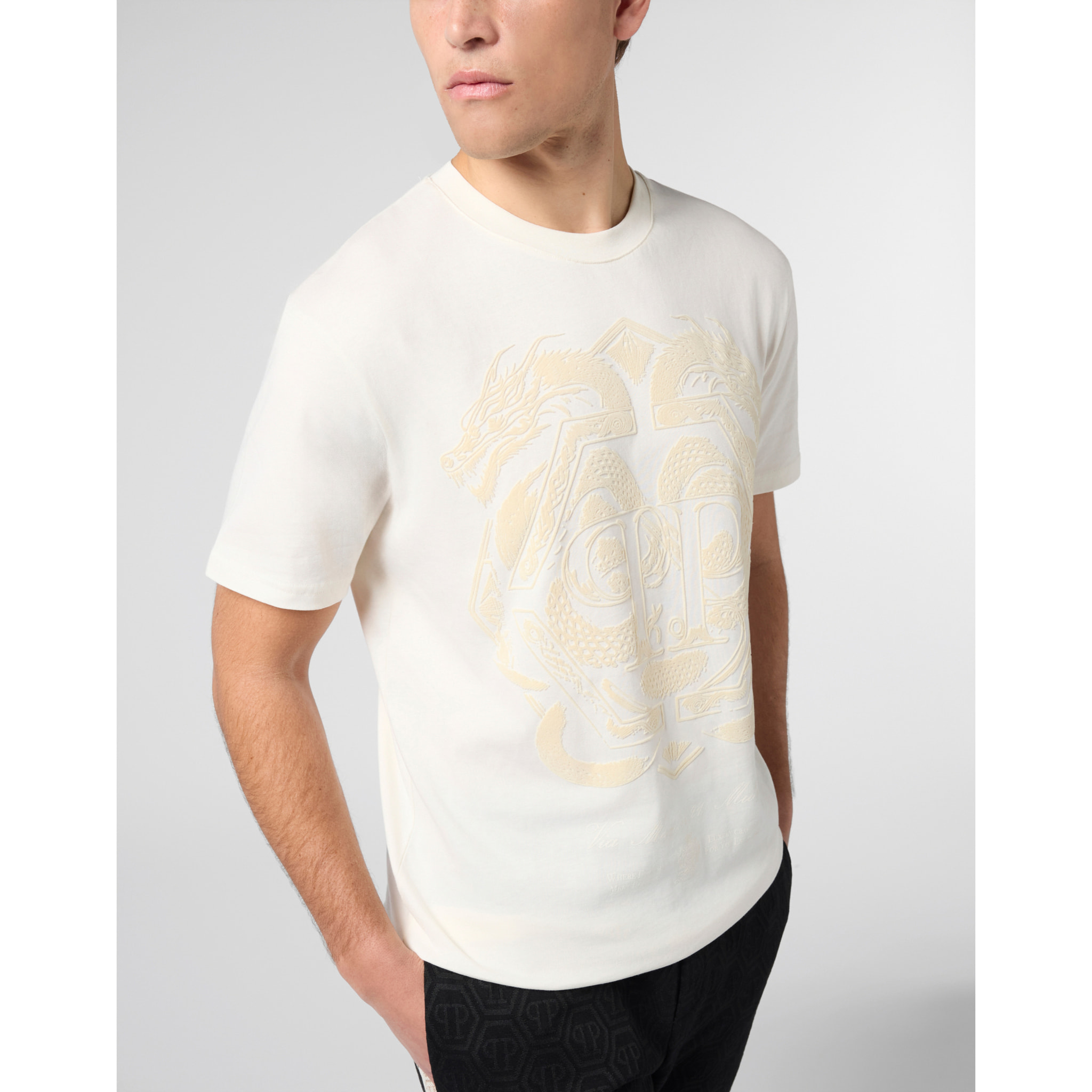 PHILIPP PLEIN Printed Round Neck T-Shirt Dragon
