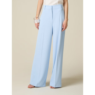 Oltre - Pantaloni palazzo in tessuto fluido - Azzurro