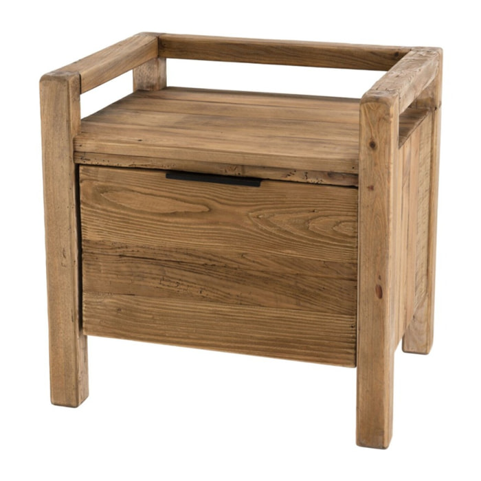 SANDY - Chevet marron 1 tiroir bois Pin recyclé
