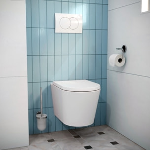 Pack Bati-support Geberit 112cm + Cuvette Swiss Aqua Technologies sans bride + Plaque blanche (SATrimlessGeb3)