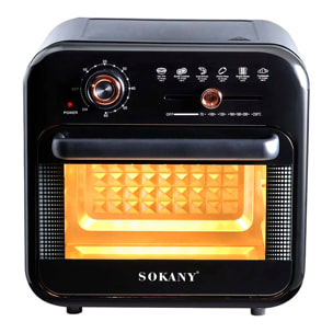 Friggitrice forno ad aria senza olio 1800w 18L. Doppia teglia con finestra di visualizzazione.