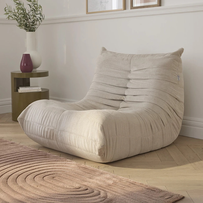 EMILE - Fauteuil en velours côtelé crème