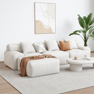 BURGESS Canapé d'angle 5-6 places avec méridienne modulable en velours côtelé beige