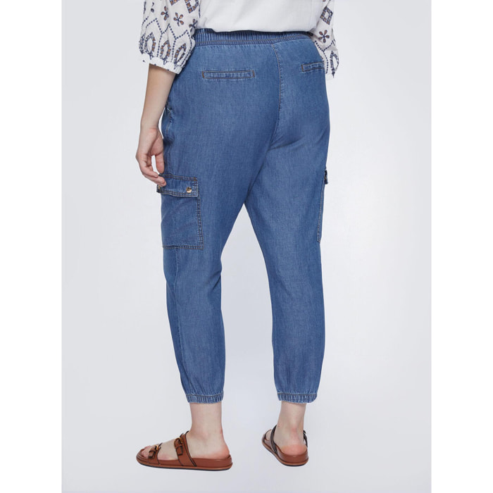 Fiorella Rubino - Pantalones cargo en denim ligero - Azul