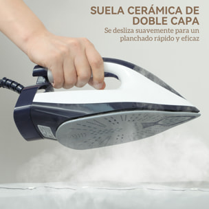 Centro de Planchado 2800W 100 g/min 8 Bares Función ECO Suela de Cerámica Doble Capa Planchado Vertical Potente Apagado Automático Sistema Antical Autolimpieza Depósito Extraíble 2 L Azul