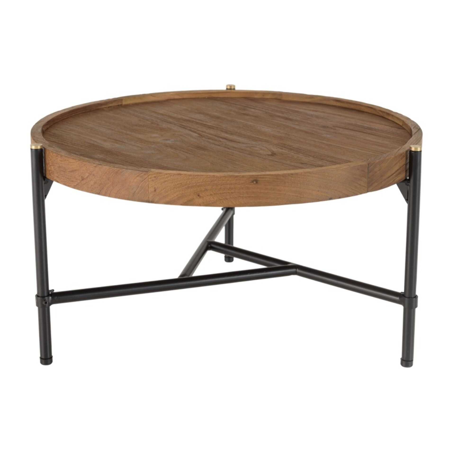 SIXTINE - Table basse ronde 58x58cm plateau en teck recyclé
