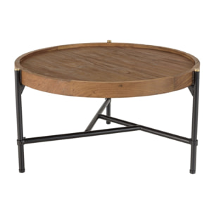 SIXTINE - Table basse ronde 58x58cm plateau en teck recyclé