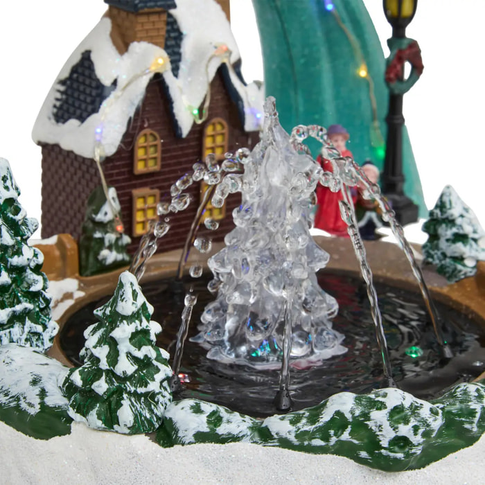 Village lumineux fontaine père Noël et traineau 20 LED
