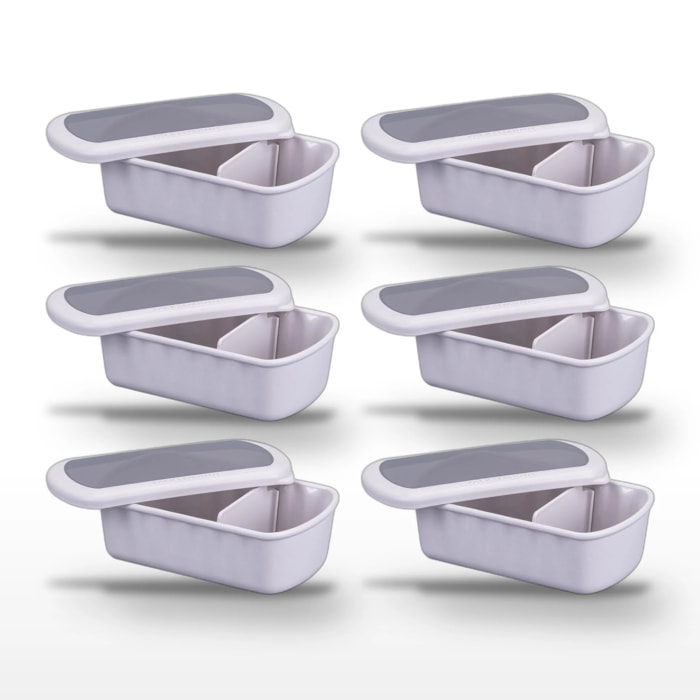 Lot de 6 Lunchbox Beige à compartiment réglable sans BPA Fackelmann Storage
