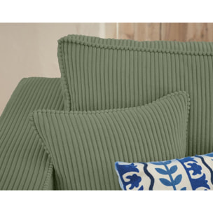 Topaze - canapé panoramique en U - 7 places - convertible avec coffre - en velours côtelé - Vert sauge