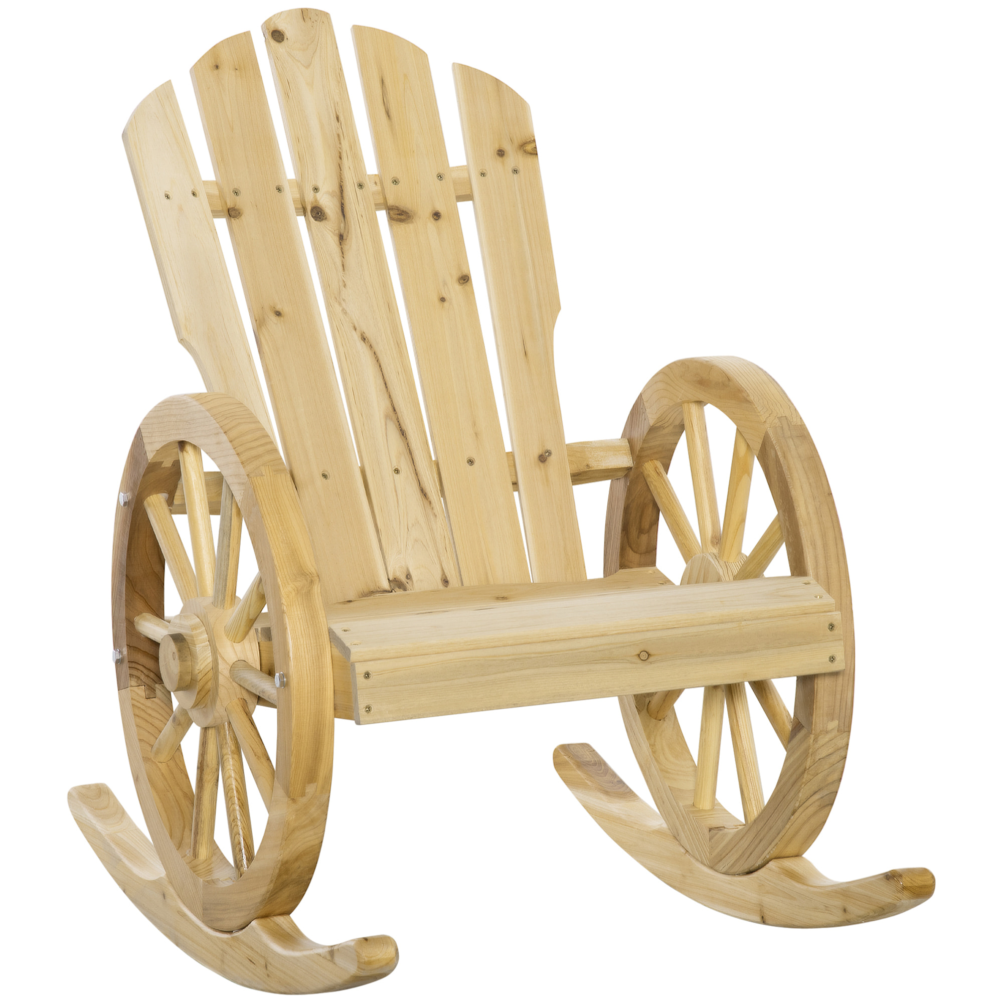 Fauteuil de jardin à bascule Adirondack style rustique chic accoudoirs roues charette bois pré-huilé