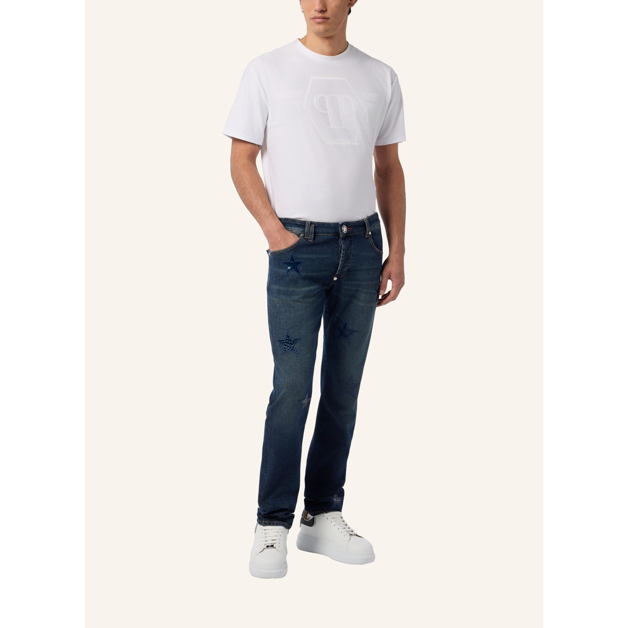 PHILIPP PLEIN Super Straight Cut Jeans Cocco Stars