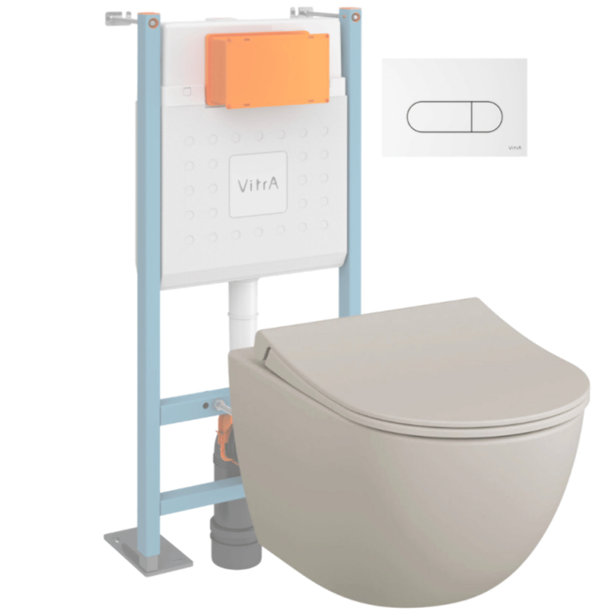 Pack WC suspendu Sento lin mat + bâti autoportant V-Fix Core + Plaque Round blanc