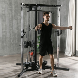 Máquina de Multiestación Musculación Entrenamiento para Hombro Brazos Placas de Peso de 100 kg Carga Max. 120 kg para Fitness Gimnasio en Casa 170x139x200 cm Negro