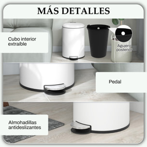 Cubo de Basura para Cocina 20L Papelera de Cocina con Pedal Tapa de Cierre Suave y Cubo Extraíble para Dormitorio Oficina Estudio Salón Crema