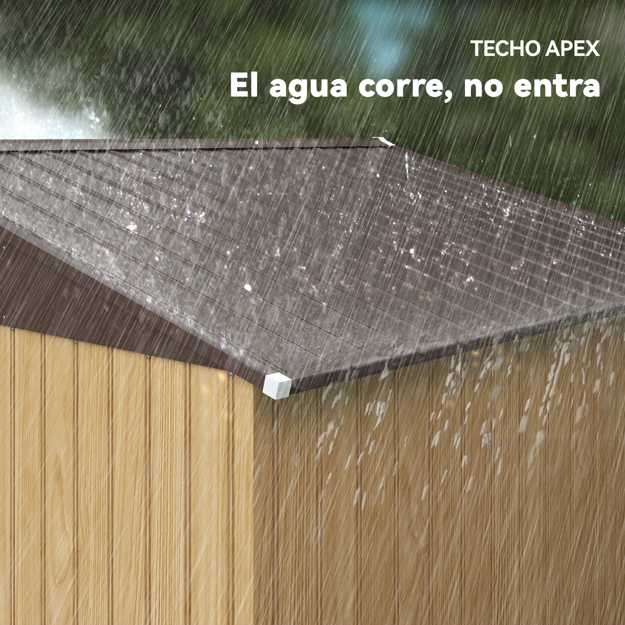 Caseta de Jardín Exterior 4,9 m², 277x195x192 cm, Cobertizo de Jardín Exterior Metálico con Puerta Corredera, Ventilación y Kit de Fundación, para Almacenamiento de Herramientas, Marrón Claro