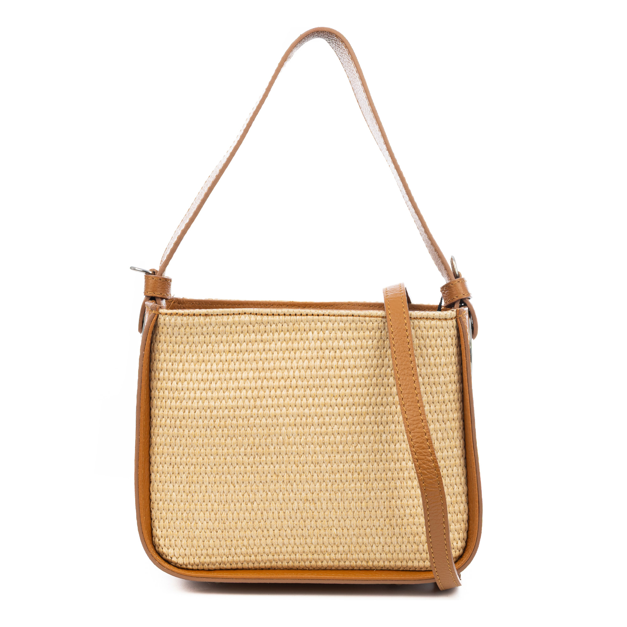 Bassano Bolso de hombro Mujer. Fabricado en paja y piel auténtica Dollaro.