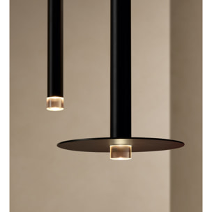 LEDS C4 Lámpara Colgante de Techo de Diseño Minimalista con Luz LED 3.2W 169lm. Lámpara Suspendida Florón Empotrable Negro Mate