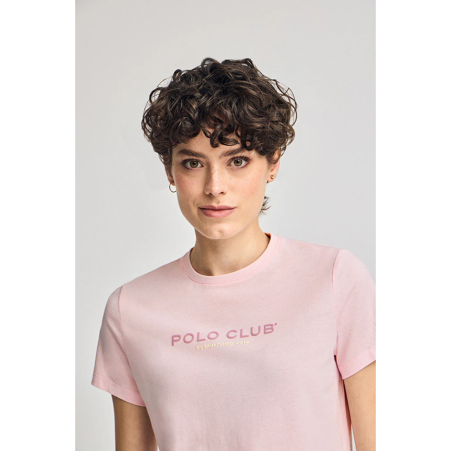 Maglietta basic rosa con logo in gomma Polo Club