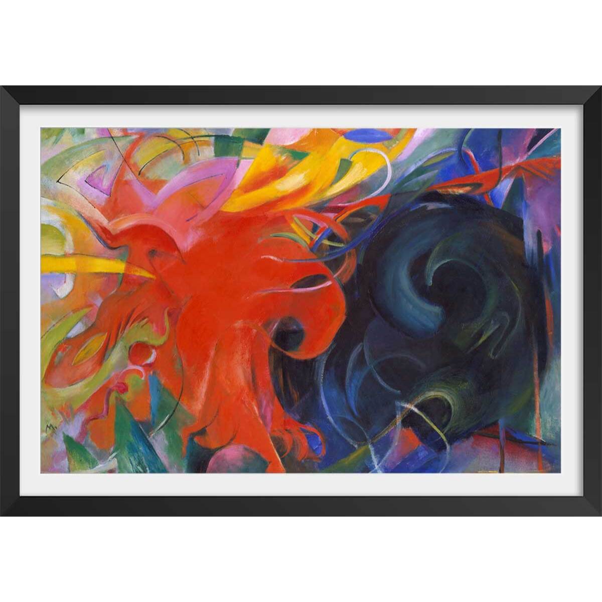 Poster Fighting forms- par Franz Marc Affiche + cadre en bois - Noir