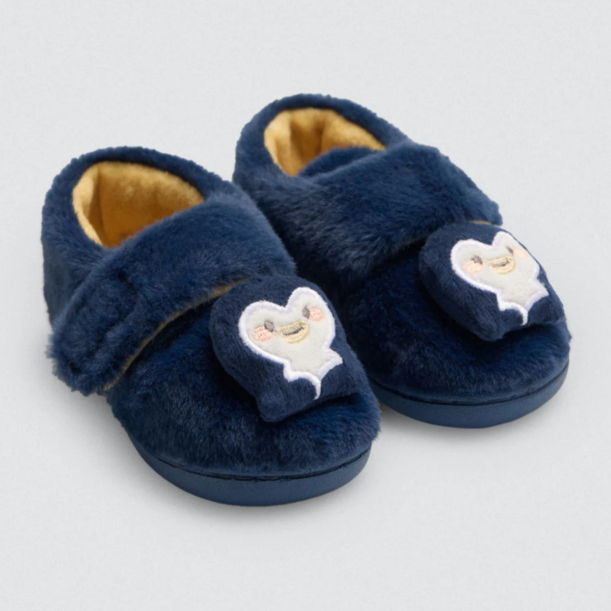 Scarpine per neonato con velcro ricamate a forma di pinguino