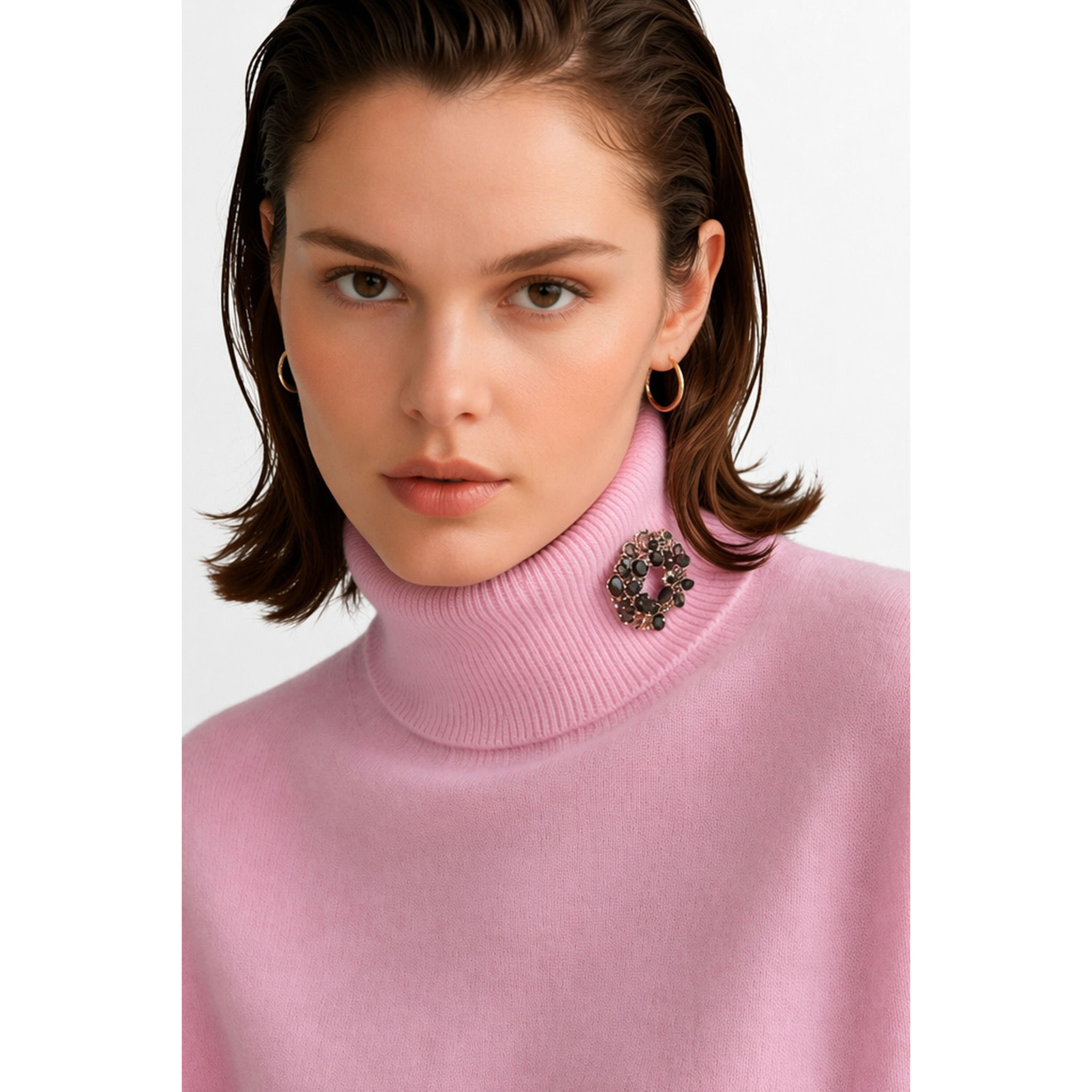 Kocca - Maglia dolcevita da donna senza maniche con spilla Donna