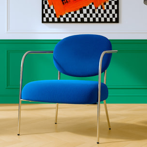 Fauteuil en velours côtelé et piètement chromé - LEON