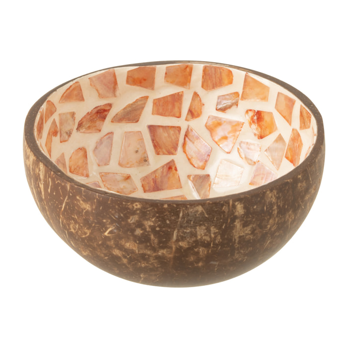 J-Line bol Coconut Mosaique - noix de Coco + coquillage - marron - 2 pcs