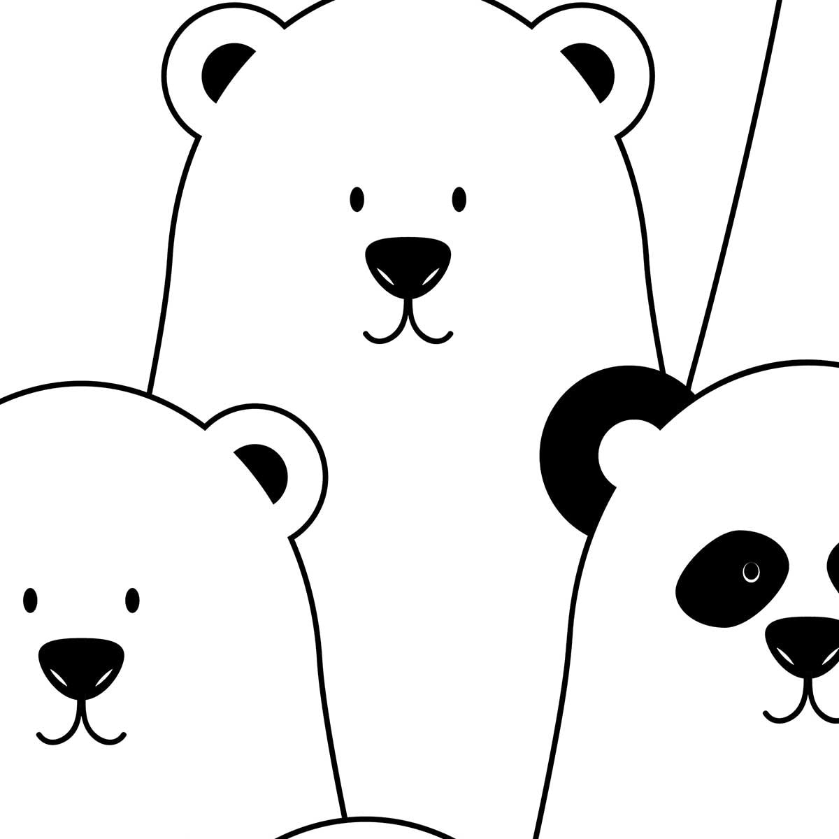 Affiche enfant ours blanc et panda noir Affiche seule