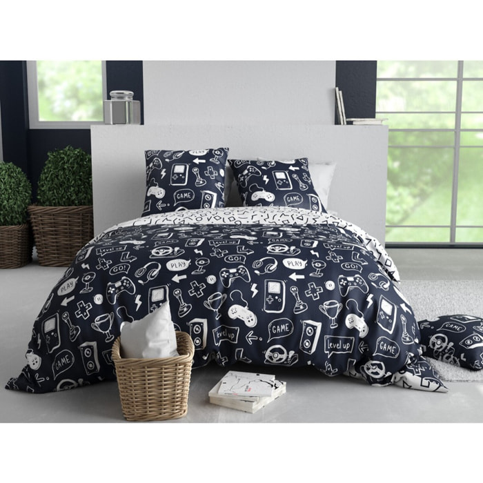 Parure Housse De Couette 2pcs 100% Coton 57 Fils GEEK