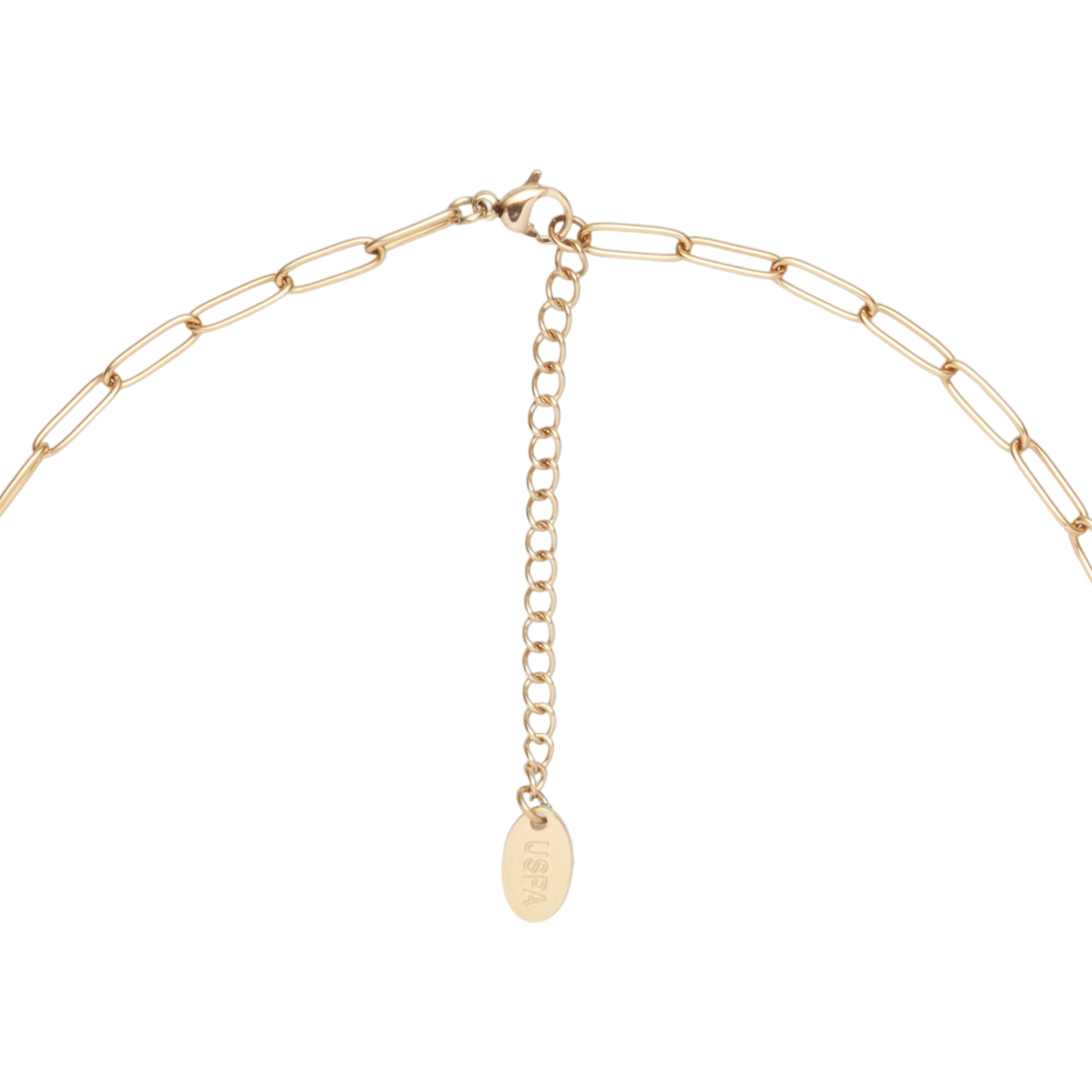 Collana U.S. Polo Assn. In acciaio inossidabile dorato con agata rossa