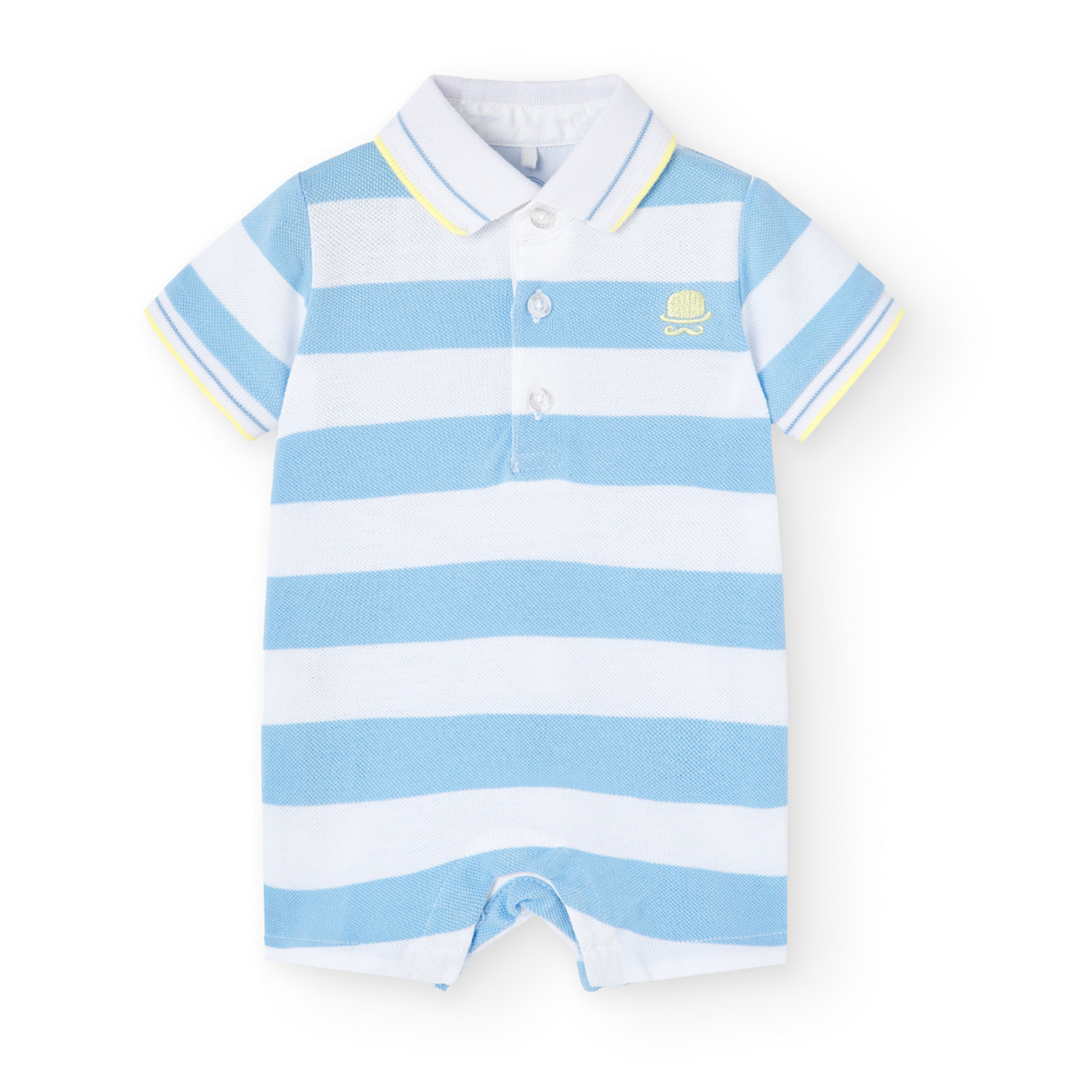 Pelele niÃ±o, piquÃ©, estampado de rayas, azul claro