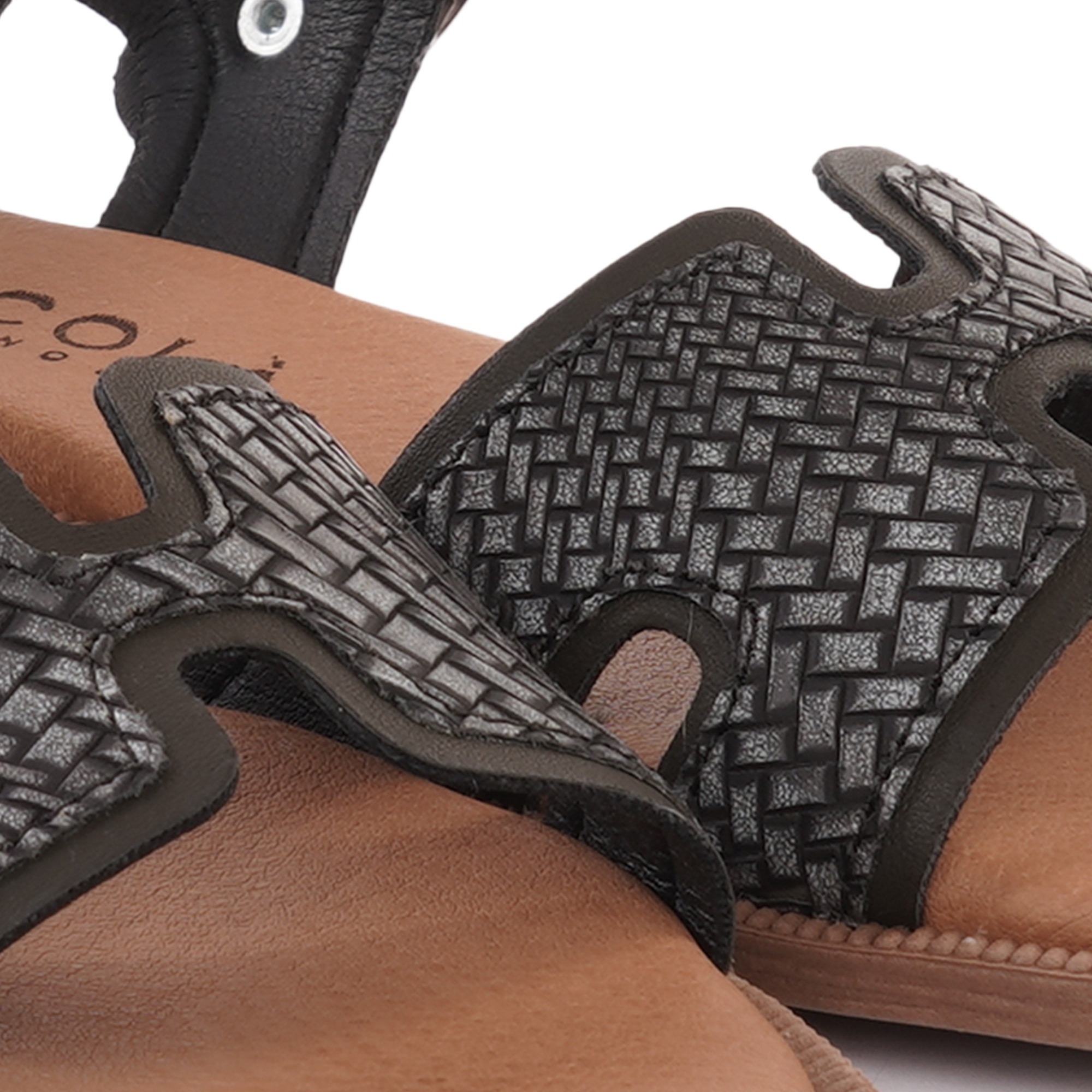 SANDALO H FLAT INTRECCIATO NERO