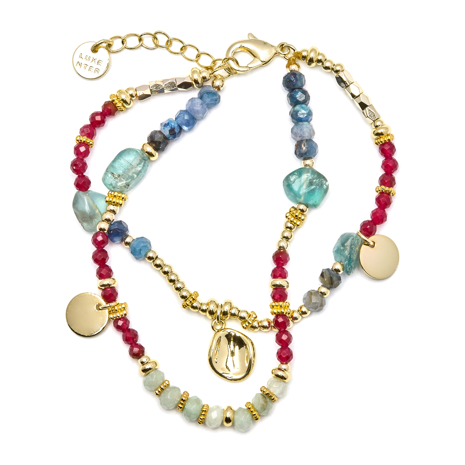 Pulsera con Cristal Multicolor acabado oro 18k