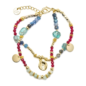 Pulsera con Cristal Multicolor acabado oro 18k